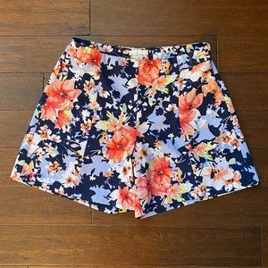 New York & Company Floral Navy Blue High Waisted Shorts